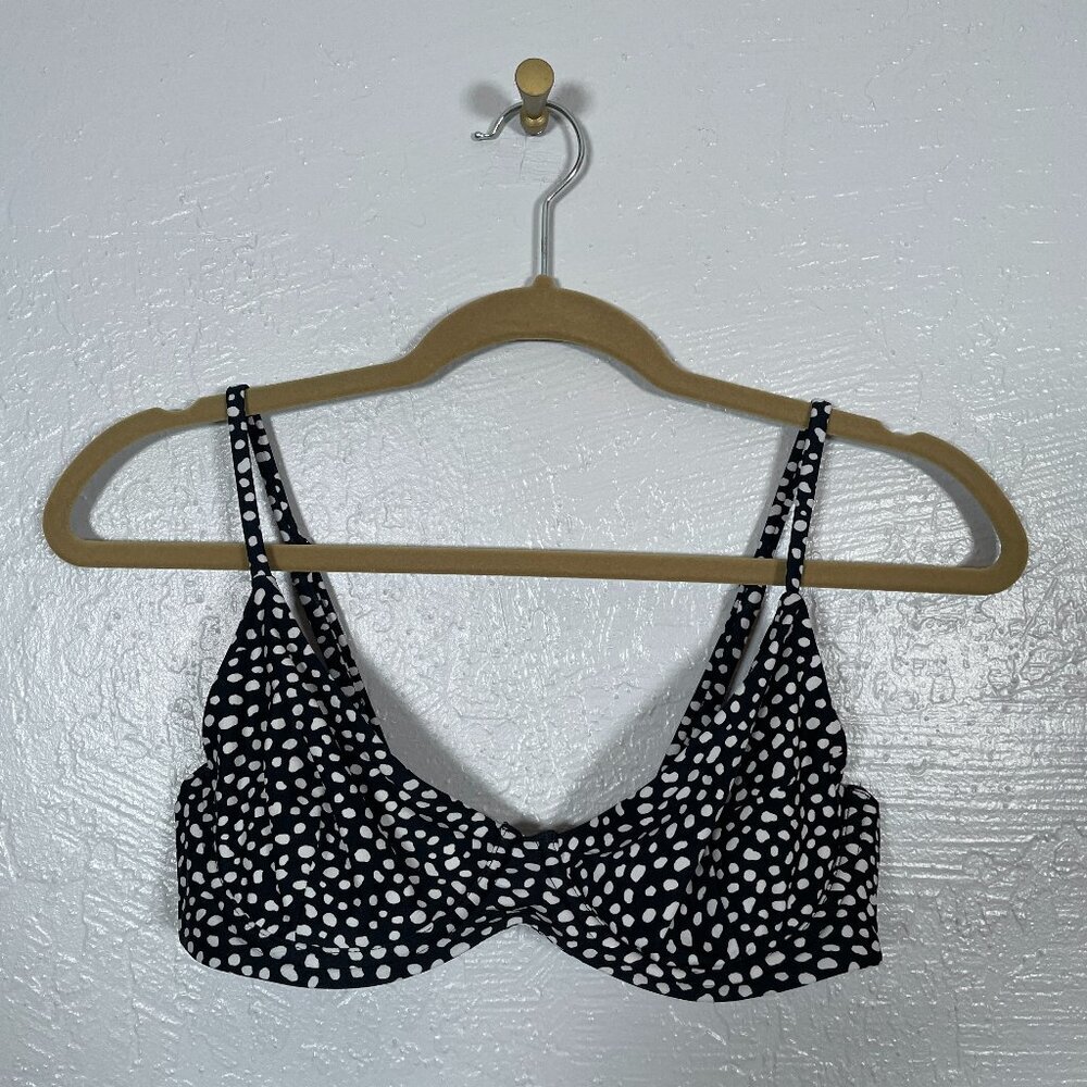 Blackbough Women M Black White Polka Dot Bikini Top Underwire No Pads Swim Beach